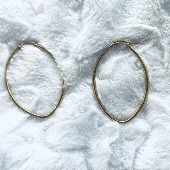 Gold Oval Loop Drop Earrings – 2" ✨ - Picture 2 of 6